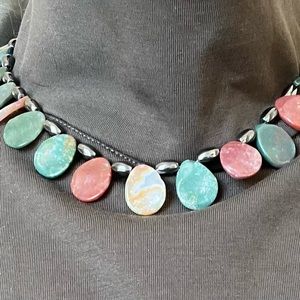 Polished natural stone necklace